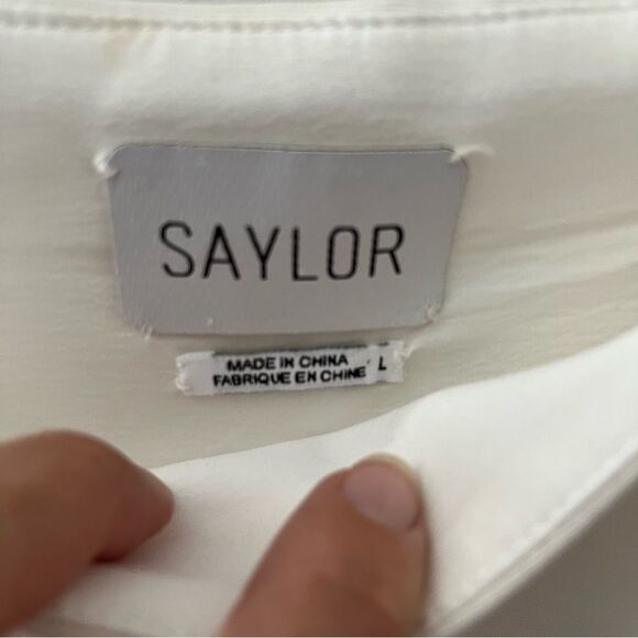 Saylor Caylin White Feathered Dress L - Picture 6 of 9